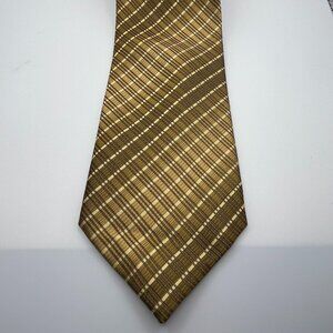 KENNETH COLE REACTION Men's 100% Silk Tie ~ Gold ~ Geometric ~ Hand Sewn!